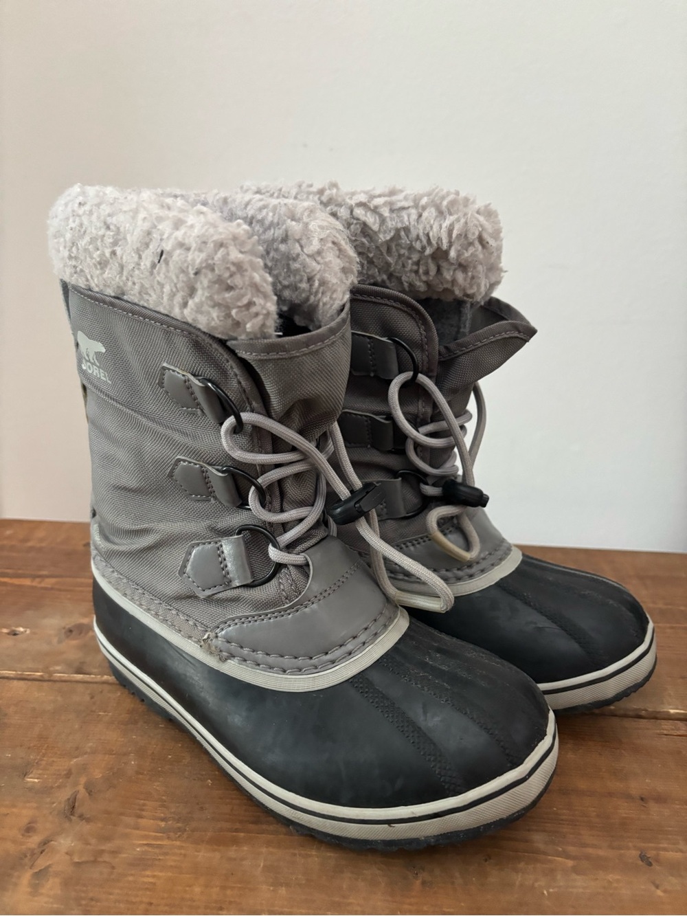 Youth Sorel Yoot Pac Nylon Winter Snow Boots Gray Size 2